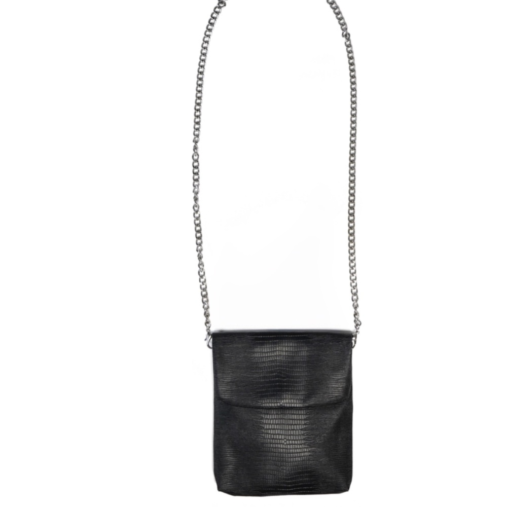 Black Faux-Snake Crossbody Mini